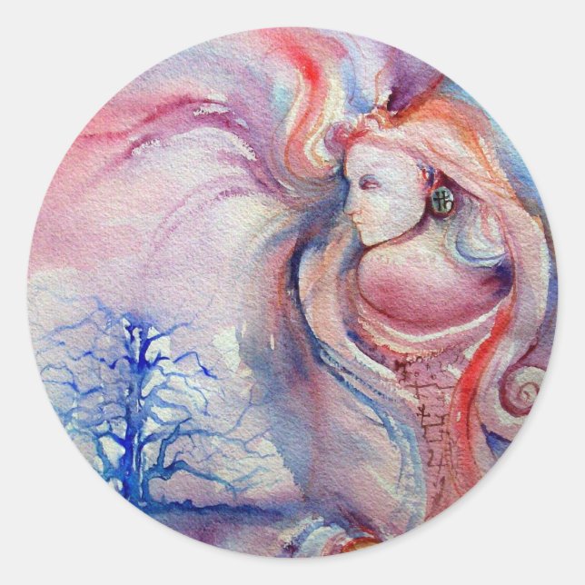 Pegatina Redonda AVALON / magia y misterio (Anverso)