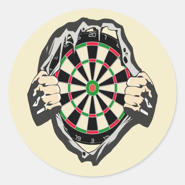 Pegatina Redonda Avance hacia el Bullseye - Ultimate Dartboard (Anverso)