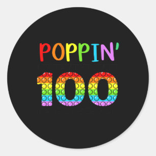 Pegatina Redonda Avanzar A Través De 100 Días De Escuela