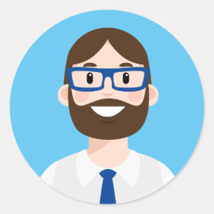 Pegatina Redonda Avatar de trabajador profesional