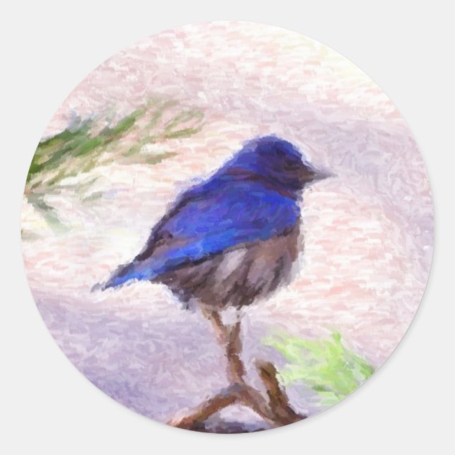 Pegatina Redonda Ave azul (Anverso)
