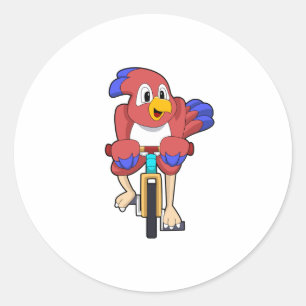 Pegatina Redonda Ave con bicicleta