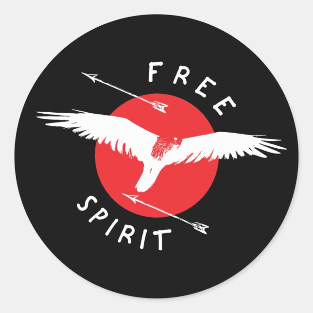 Pegatina Redonda Ave Del Espíritu Libre De Preya (Anverso)