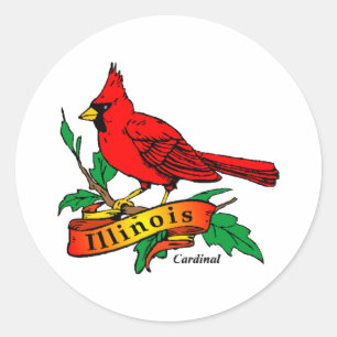 Pegatina Redonda Ave del Estado de Illinois - Cardenal