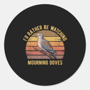 Pegatina Redonda Ave retro retro al atardecer de luto Dove Bird Lov