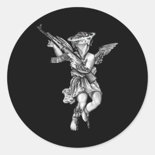 Pegatina Redonda Avenging Angel Sinner Chicano Tattoo