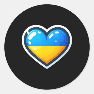 Pegatina Redonda Aventador Ucraniano Fan Bandera de Ucrania Corazón