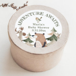 Pegatina Redonda Aventura a los animales de Woodland Ducha bebé