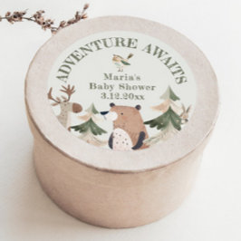 Pegatina Redonda Aventura a los animales de Woodland Ducha para beb