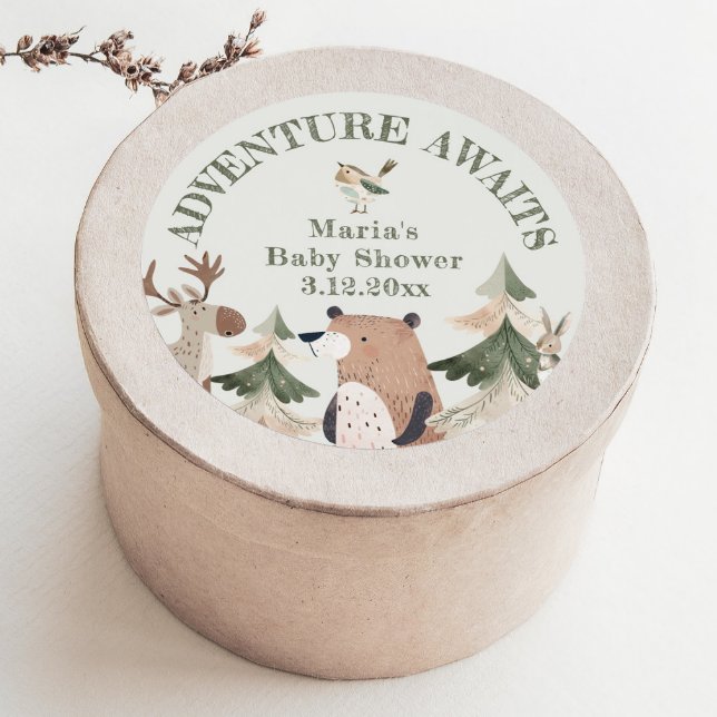 Pegatina Redonda Aventura a los animales de Woodland Ducha para beb (Subido por el creador)