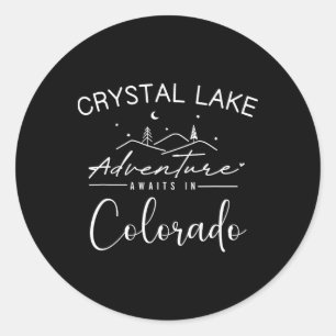 Pegatina Redonda Aventura de camping en Crystal Lake Colorado Mount