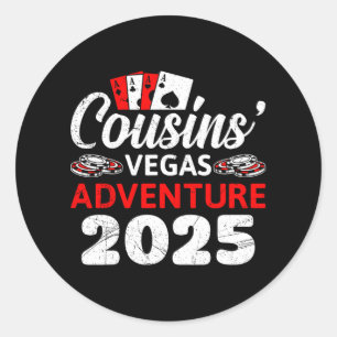 Pegatina Redonda Aventura de primos en Las Vegas 2025 Las Vegas