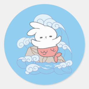 Pegatina Redonda Aventura de Seaside Whimsy Mer-Bunny