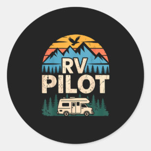 Pegatina Redonda Aventura de viaje en carretera Rv camping campista