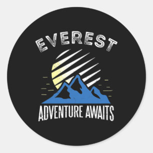 Pegatina Redonda Aventura del Monte Everest Espera Camiseta de Esca