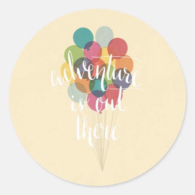 Pegatina Redonda Aventura: diseño moderno de globos (Anverso)