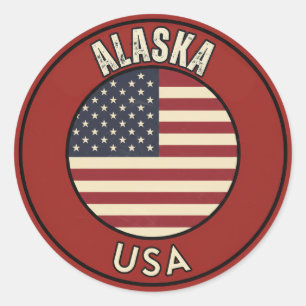 Pegatina Redonda Aventura en Alaska - Regalo de la última frontera