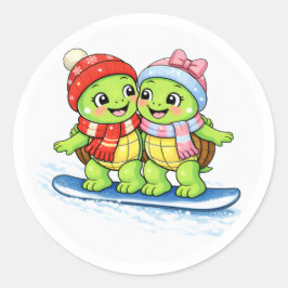 Pegatina Redonda Aventura en snowboarding