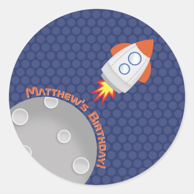 Pegatina Redonda Aventura espacial (Anverso)