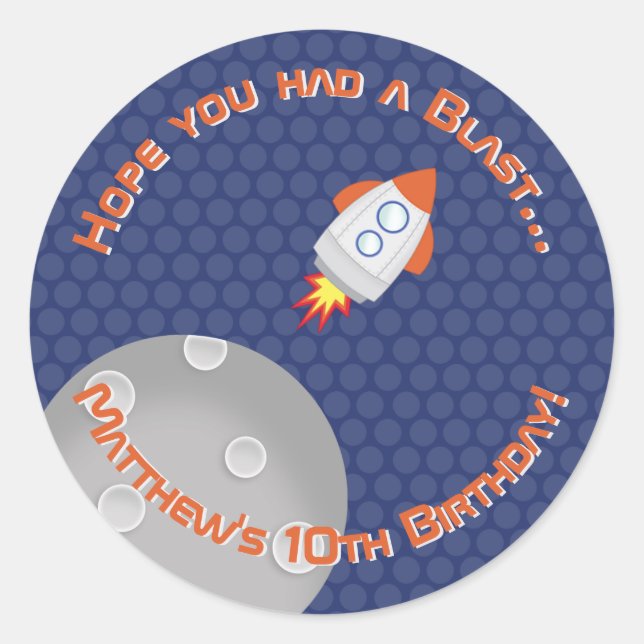 Pegatina Redonda Aventura espacial (Anverso)