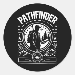 Pegatina Redonda Aventura Exploradora Pathfinder Outdoor Campamento