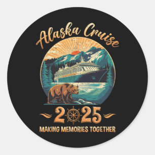 Pegatina Redonda Aventura Familiar Crucero por Alaska 2025 Coincidi