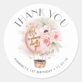 Pegatina Redonda Aventura inspirada en globo aerostático