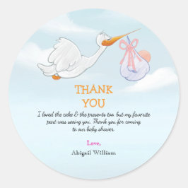 Pegatina Redonda Aves Adorables con Chicas Baby Shower Gift