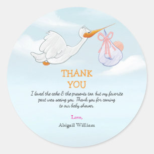 Pegatina Redonda Aves Adorables con Chicas Baby Shower Gift