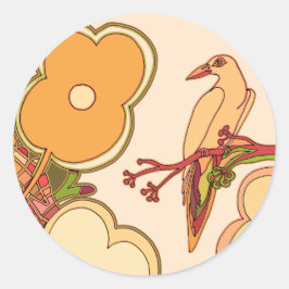 Pegatina Redonda Aves caprichosas