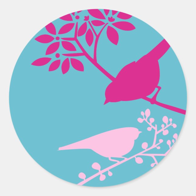 Pegatina Redonda Aves coloridas (Anverso)