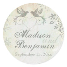 Aves de amor vintage Boda Pegatinas Favoritos Sell