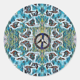 Pegatina Redonda Aves de la Paz