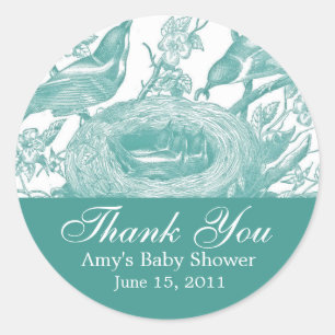 Pegatina Redonda Aves hermosas de época y Pegatinas florícolas