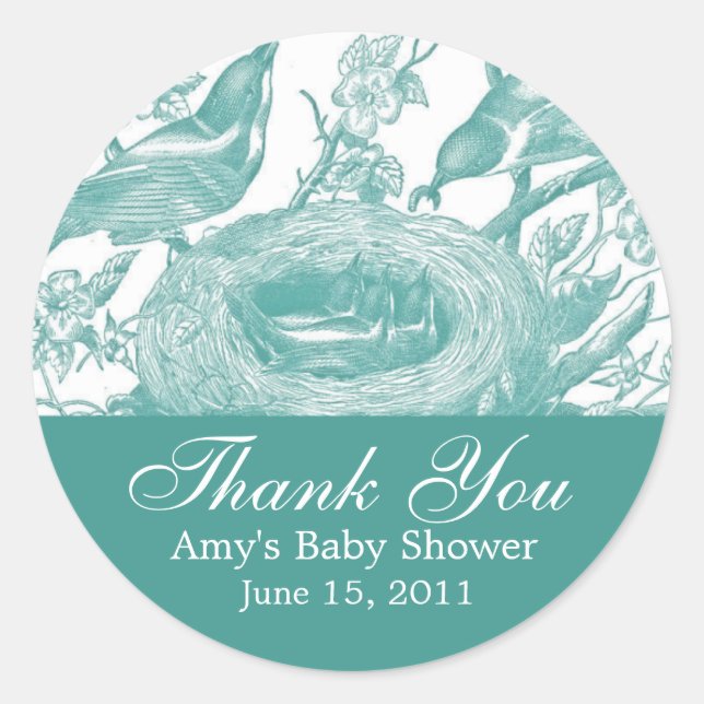 Pegatina Redonda Aves hermosas de época y Pegatinas florícolas (Anverso)