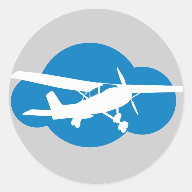 Pegatina Redonda Aviación azul cielo (Anverso)