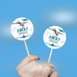 Pegatina Redonda Aviación de avión Cualquier fiesta de cumpleaños p