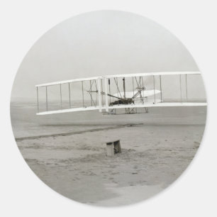 Pegatina Redonda Aviación De Vuelo En Primer Avión De Wright Brothe