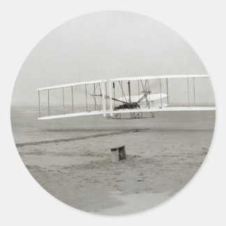 Pegatina Redonda Aviación De Vuelo En Primer Avión De Wright Brothe