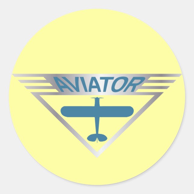 Pegatina Redonda Aviador (Anverso)