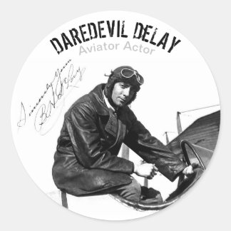 Pegatina Redonda Aviador Actor DAREDEVIL DeLAY - Hoja de descargo