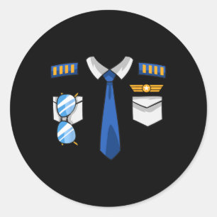 Pegatina Redonda Aviador de aviación de uniforme piloto de vestuari