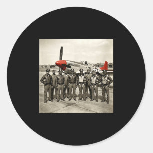 Pegatina Redonda Aviadores negros retro historia negra segunda guer