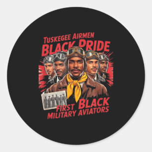 Pegatina Redonda Aviadores Negros Retro Historia Negra Segunda Guer