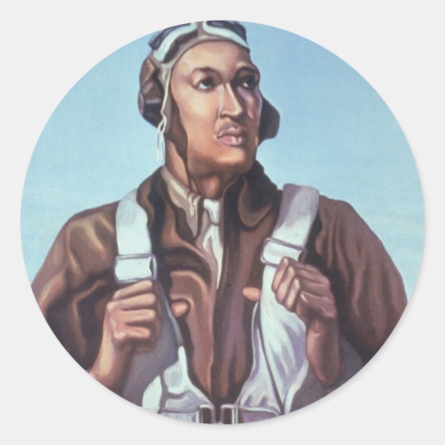 Pegatina Redonda Aviadores negros: Servicio militar de combate de l (Anverso)