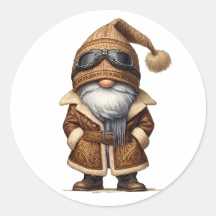 Pegatina Redonda Aviator Gnome