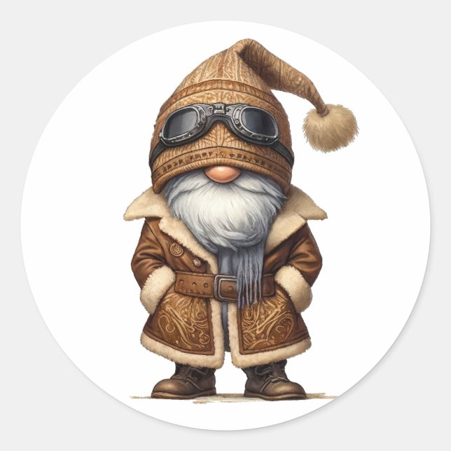 Pegatina Redonda Aviator Gnome (Anverso)