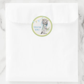 Pegatina Redonda Aviator Wolf Baby Shower Gracias