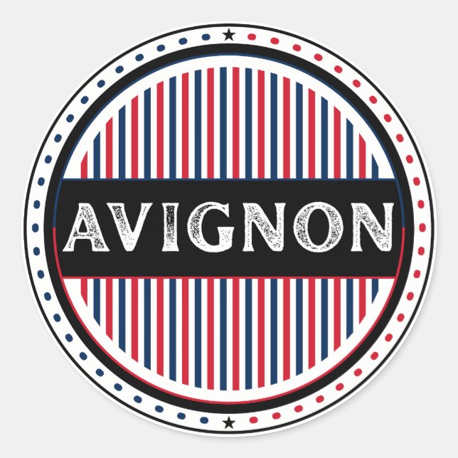 Pegatina Redonda Avignon City Pride Emblem – French Identity (Anverso)