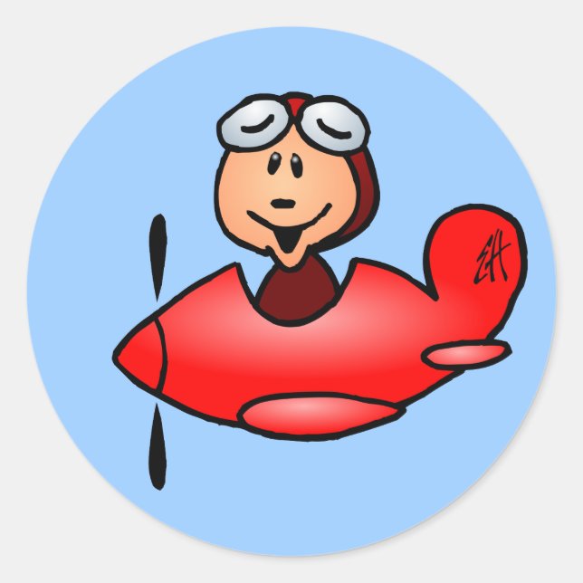 Pegatina Redonda Avión (Anverso)